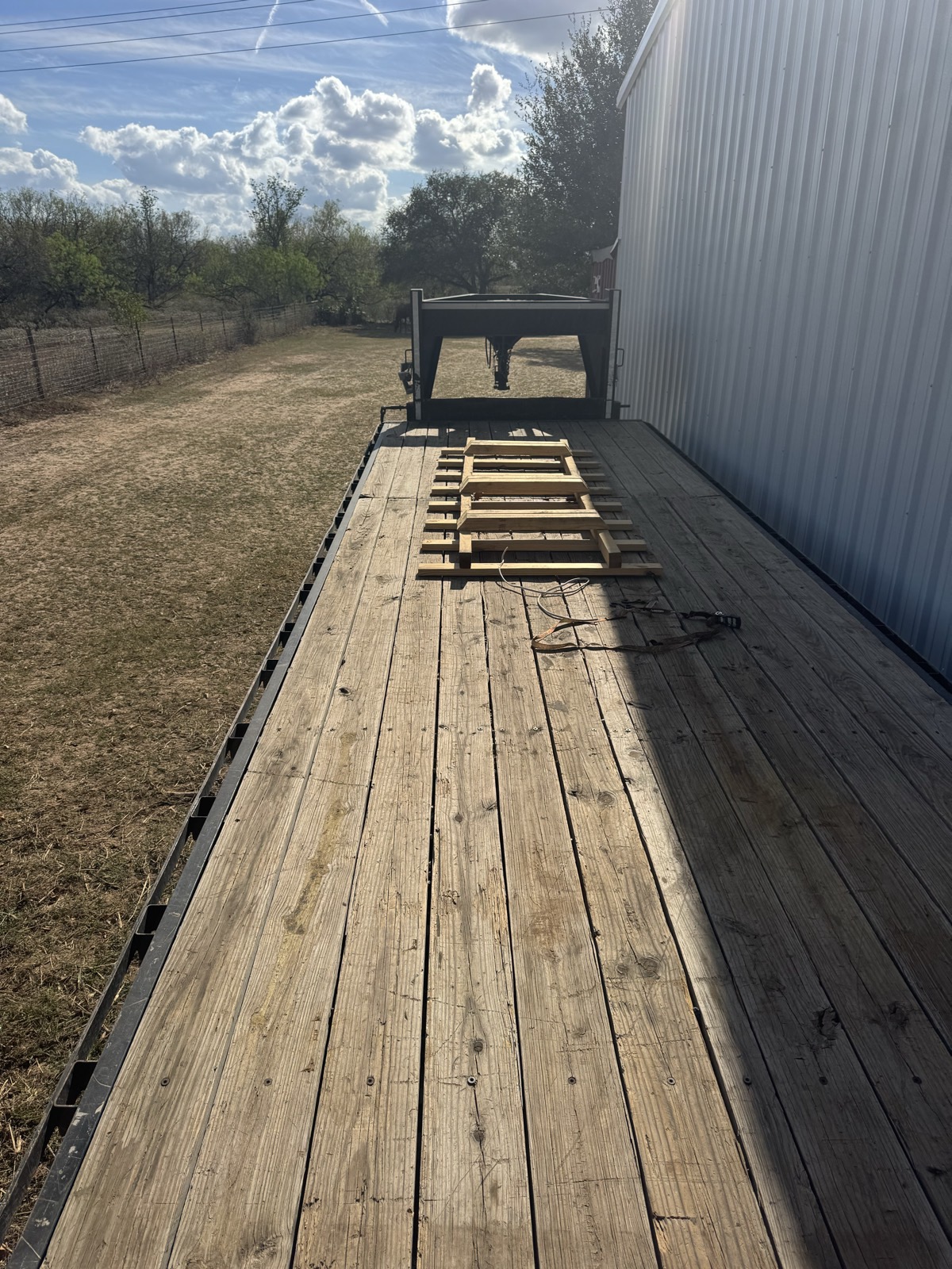 Long wooden deck of the 30 foot flatbed